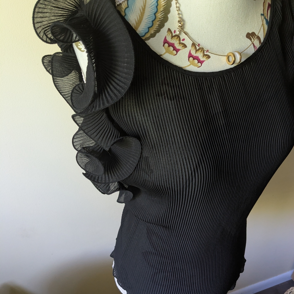 Zara Black Ruffle Sleeve Blouse - Picture 2 of 3